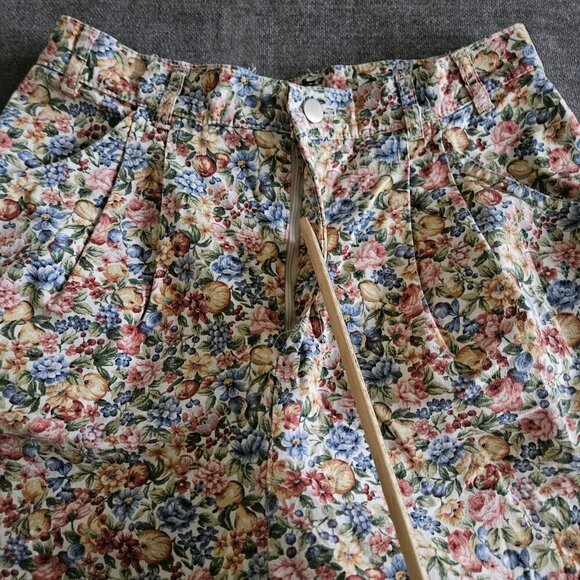 Willowbend Shorts Womens 12 Floral Cotton Twill Pockets Retro Boho USA Made Vtg - Picture 10 of 15